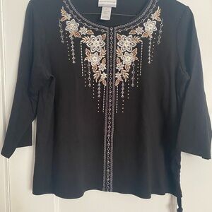 Embroidered Black Top